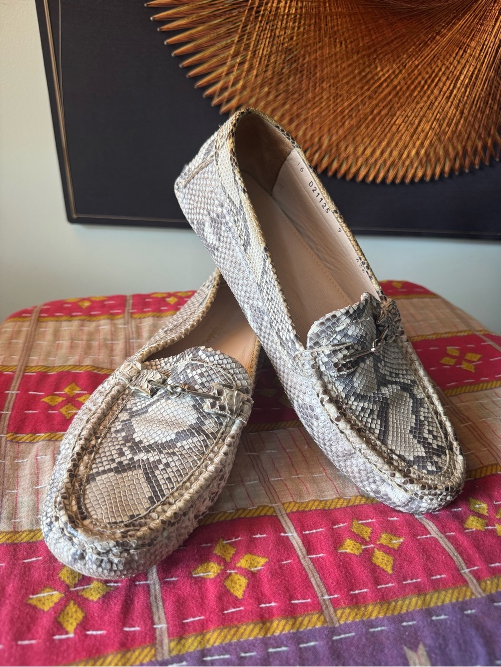 Cole Haan Snakeskin Loafers with Silver Hardware 9